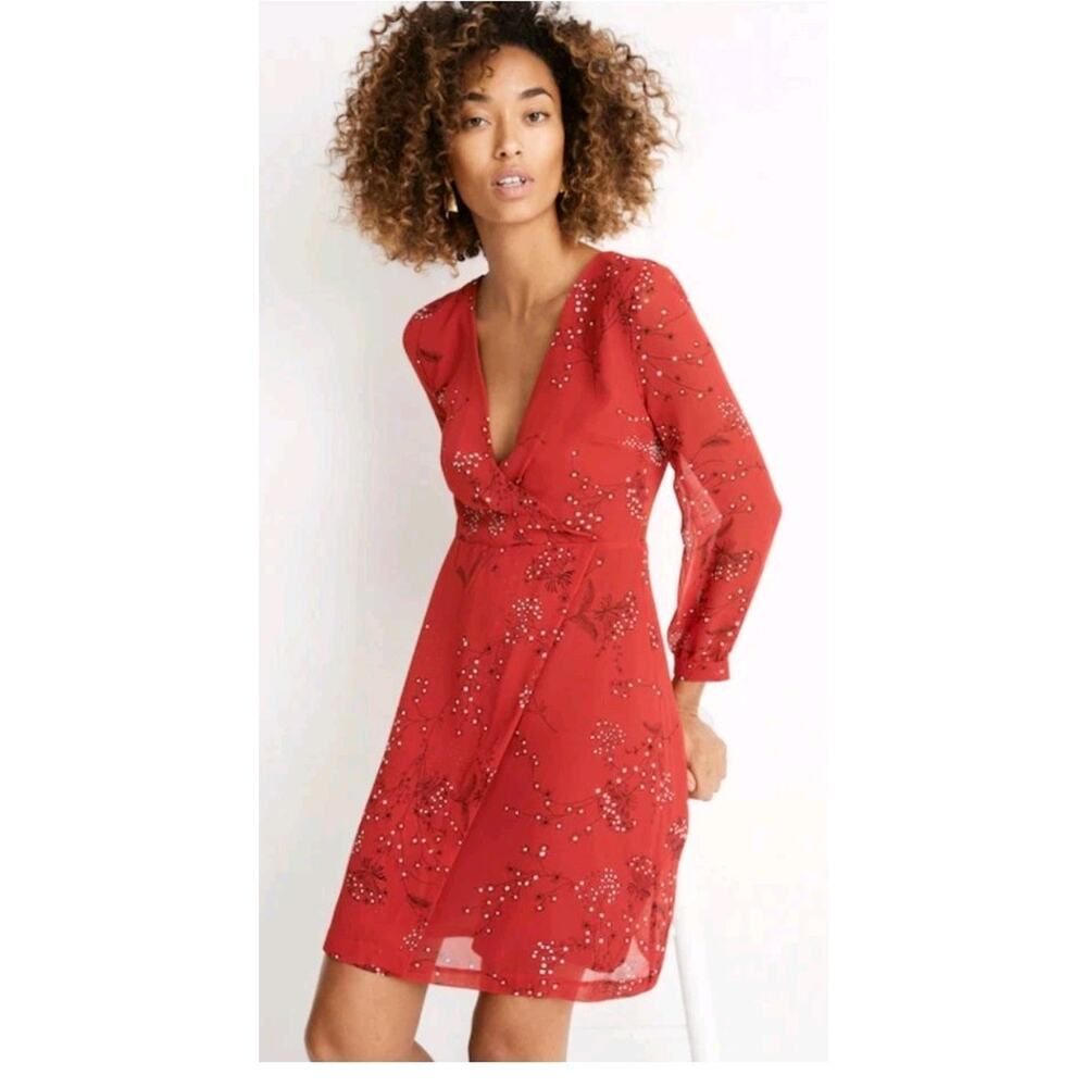 Madewell Hazelwood Wrap-Front Mini Dress Windswept Floral Size 10